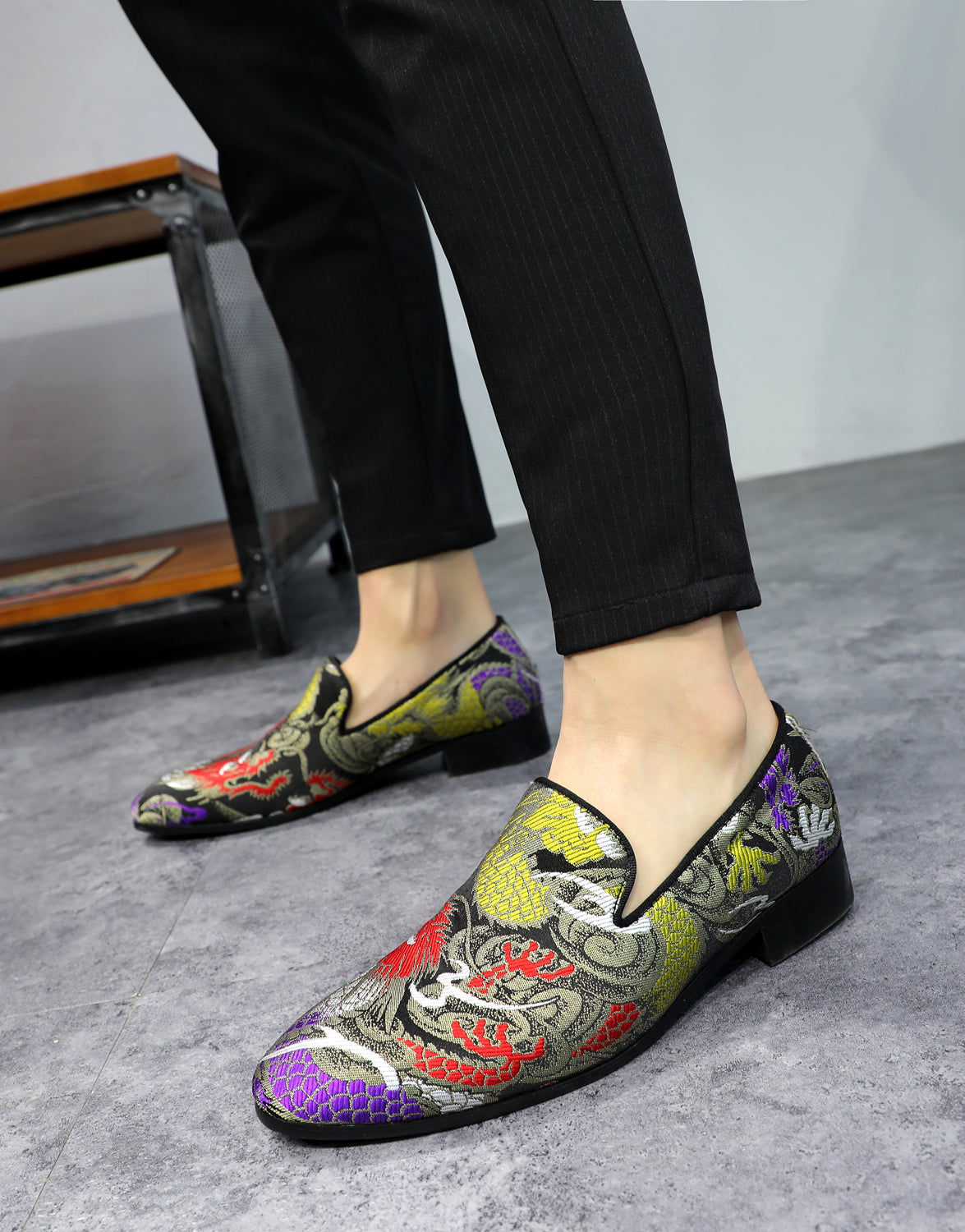 Men's Casual Embroidery Smoking Loafers