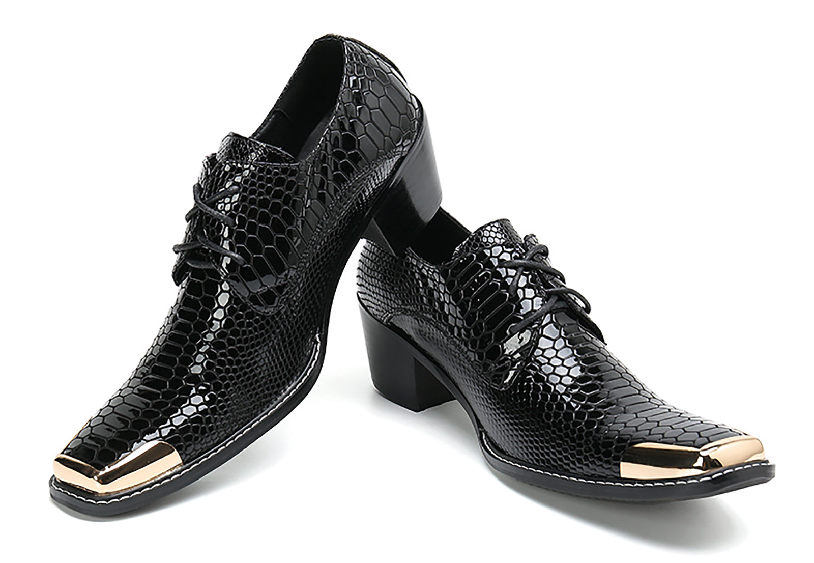 Men's Square Metal Tip Western Lace Up Shoes