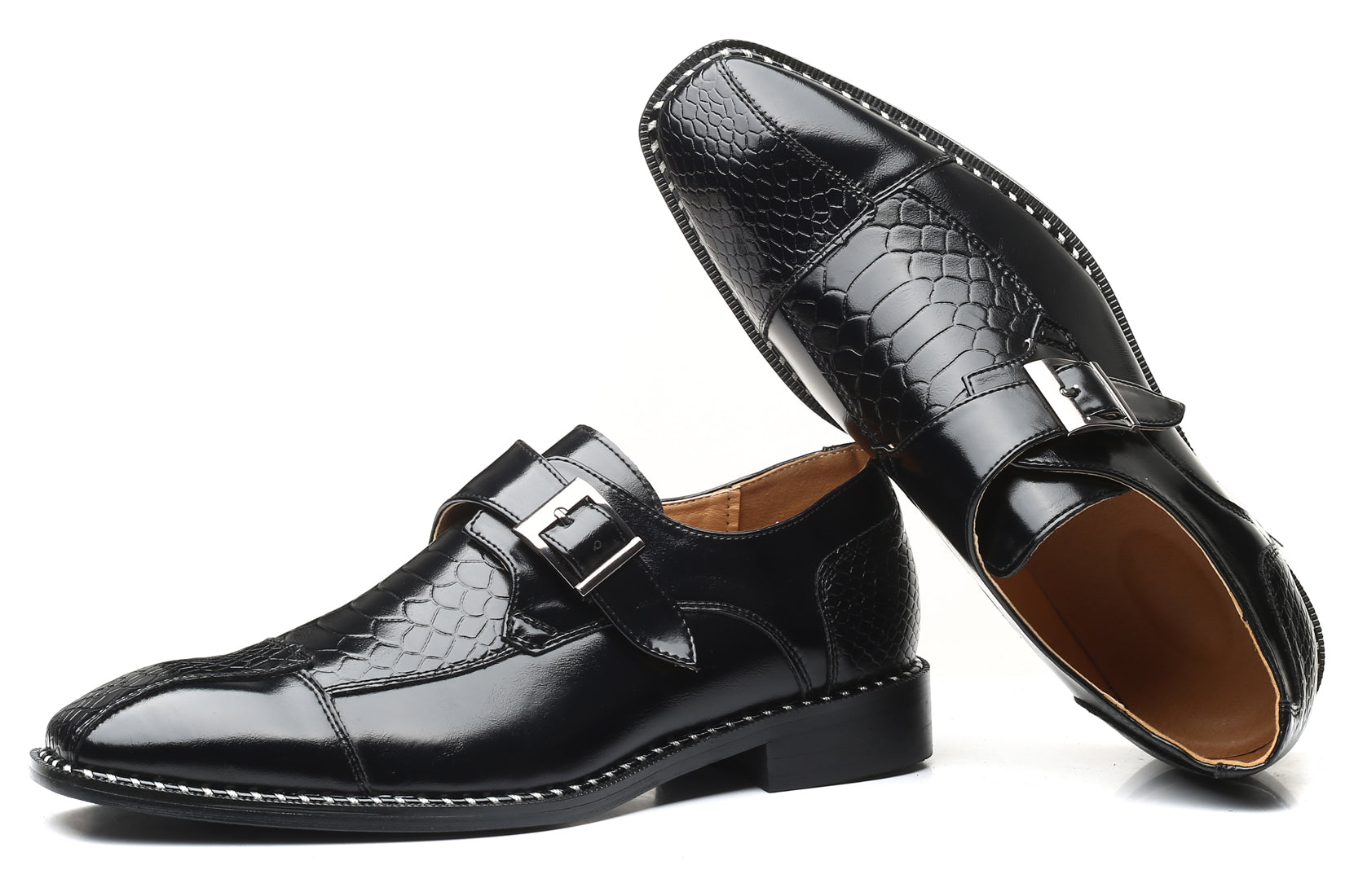 Men's Alligator Composite Monk Strap Loafers