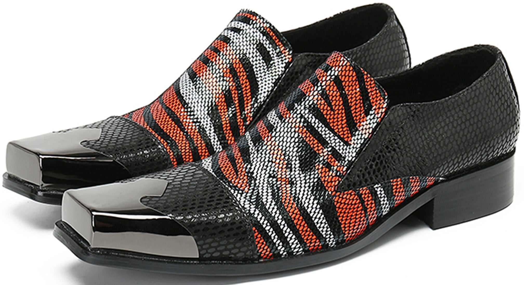 Men's Square-Toe Metal Western Loafers Tuxedo