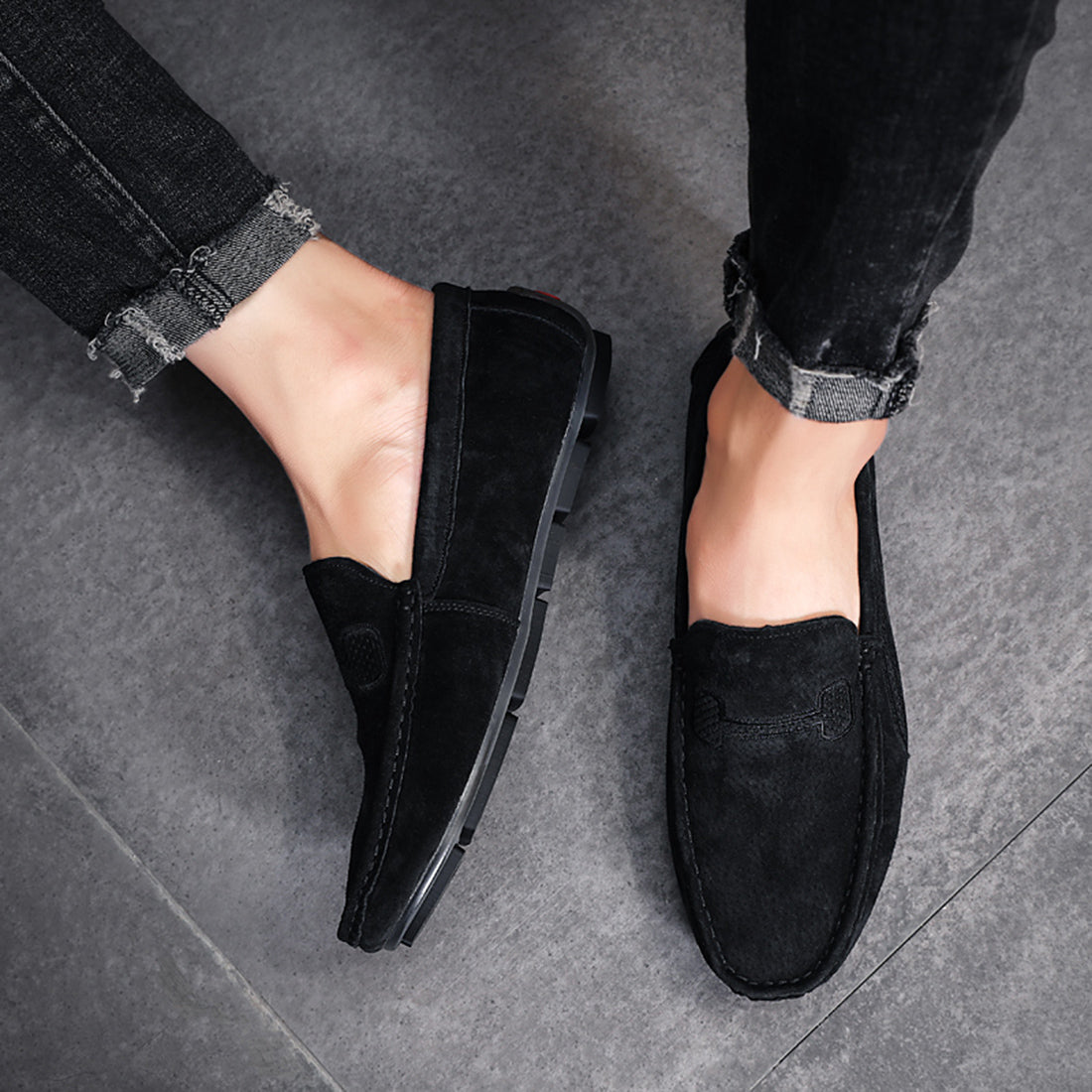 Mocasines de conducción con costuras para hombre