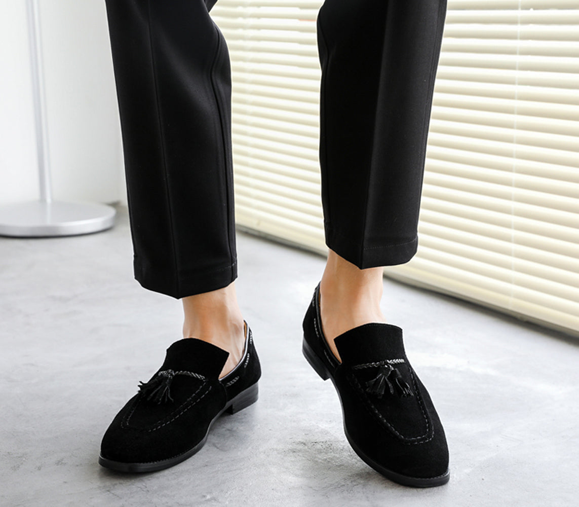 Mocasines con puntera de bicicleta y borlas para hombre