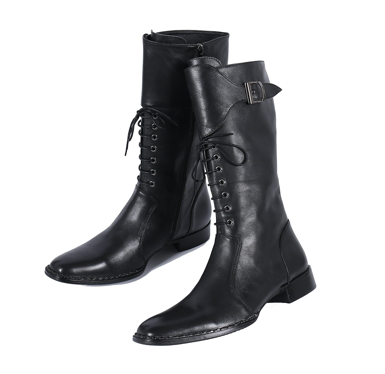 Botas occidentales de cuero con cordones y caña alta hasta la rodilla para hombre