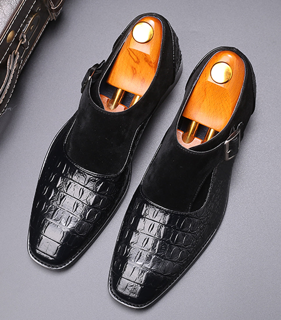 Mocasines para fumar de ante de cocodrilo para hombre