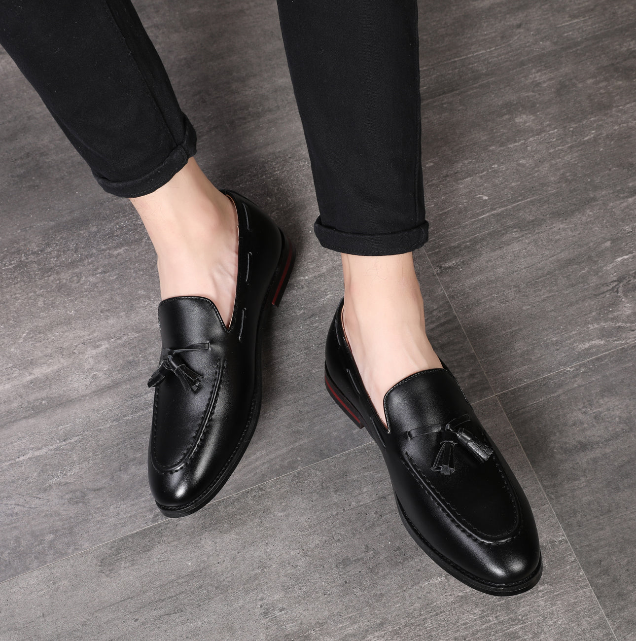 Men's Tassel Loafers Driving Flats Black Brown