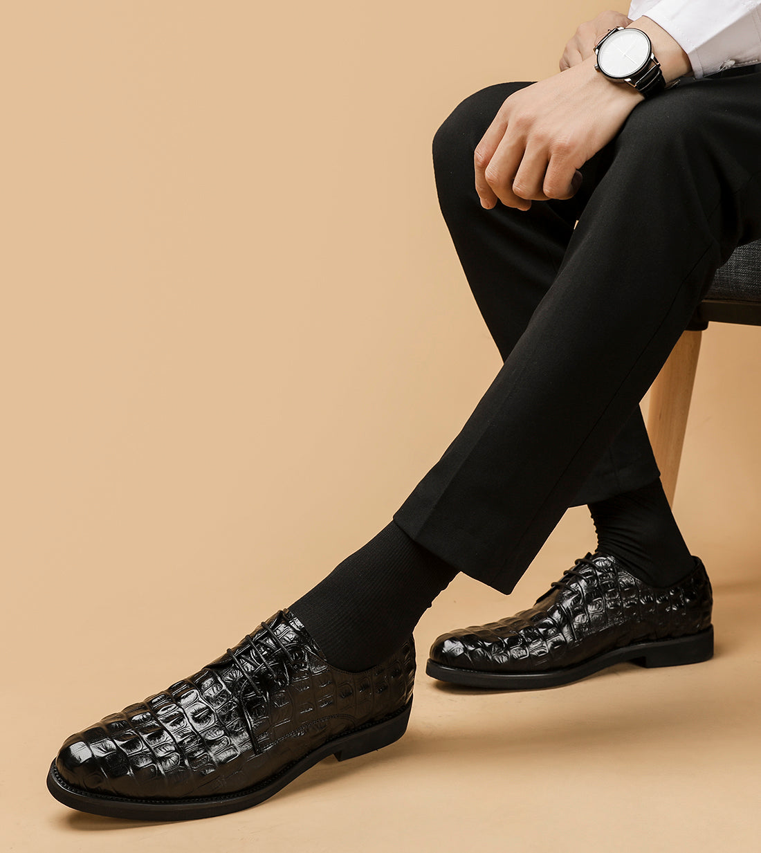 Zapatos cómodos Derby de piel con cordones para hombre 