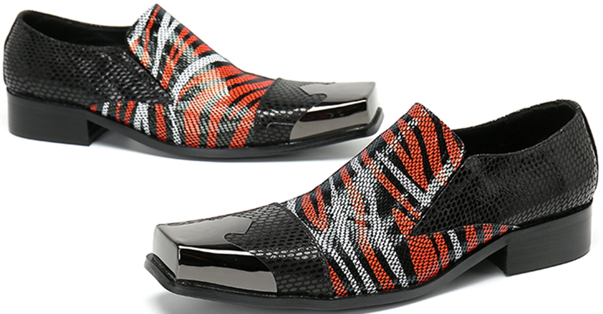 Men's Square-Toe Metal Western Loafers Tuxedo