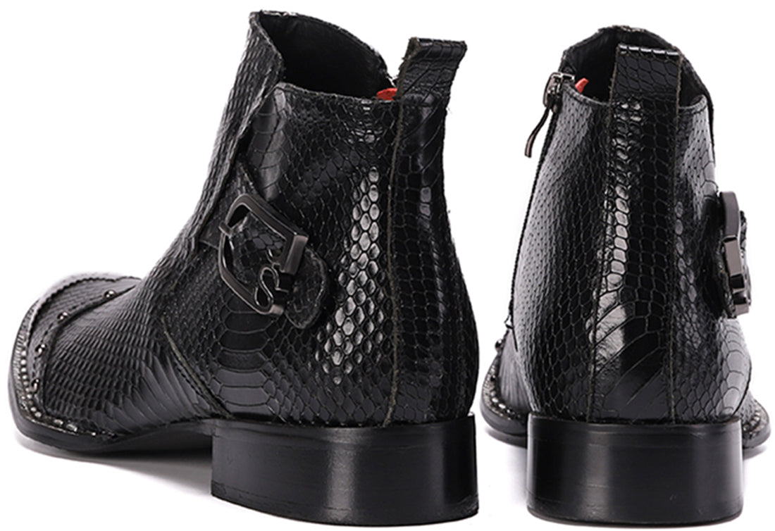 Botas vaqueras de moda para hombre con punta de metal 