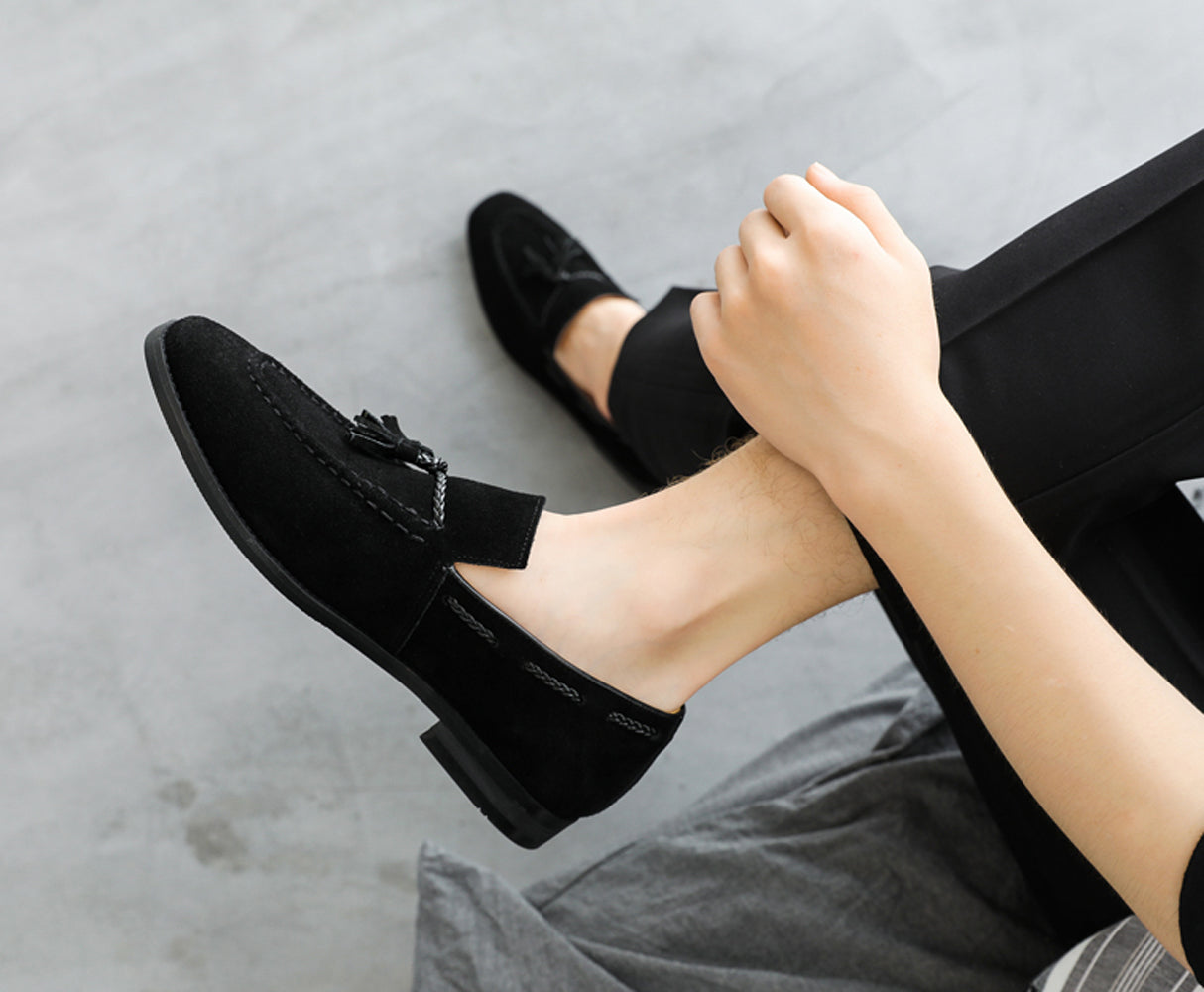 Mocasines con puntera de bicicleta y borlas para hombre