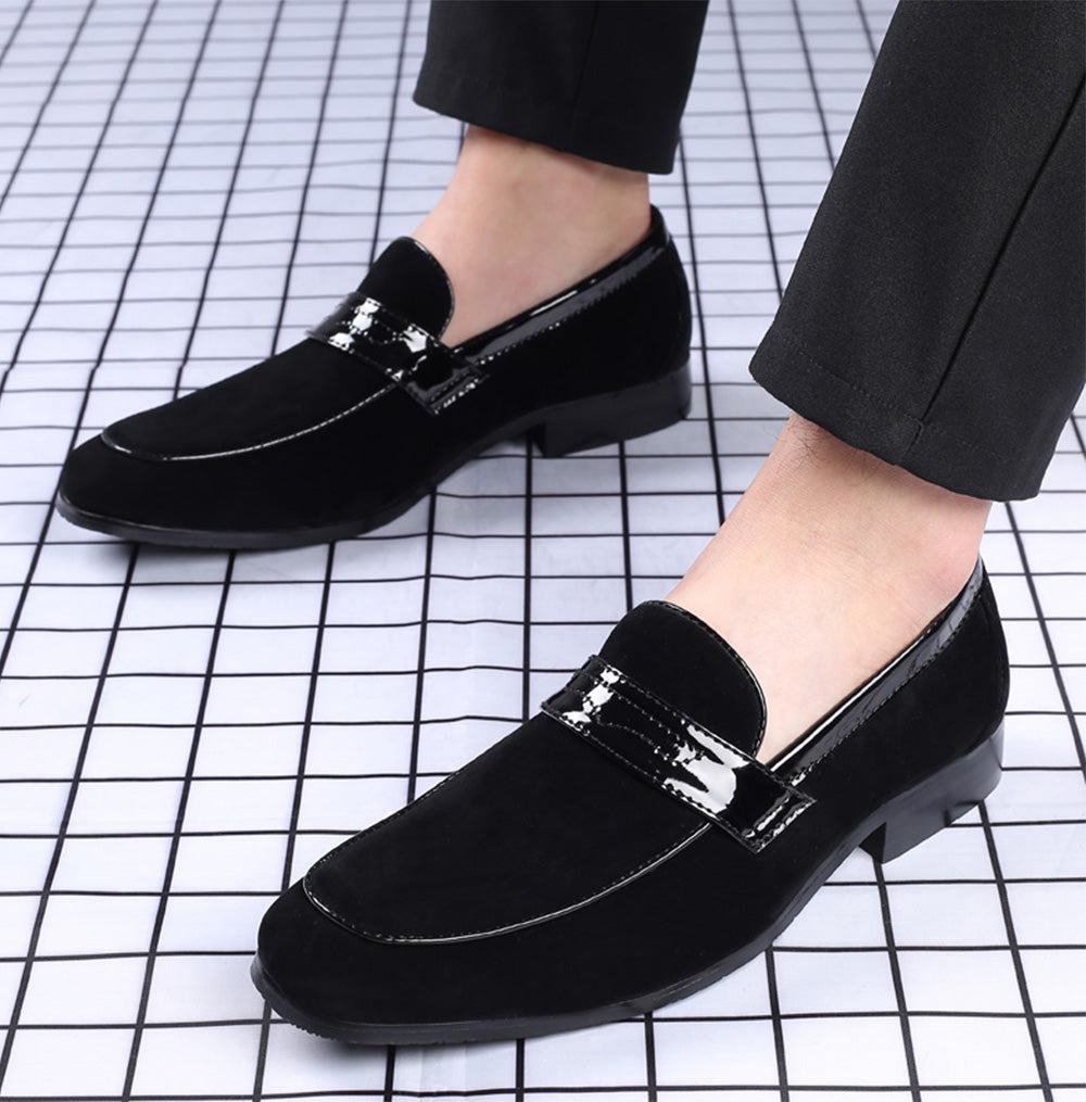 Men's Suede Penny Loafers Square Toe