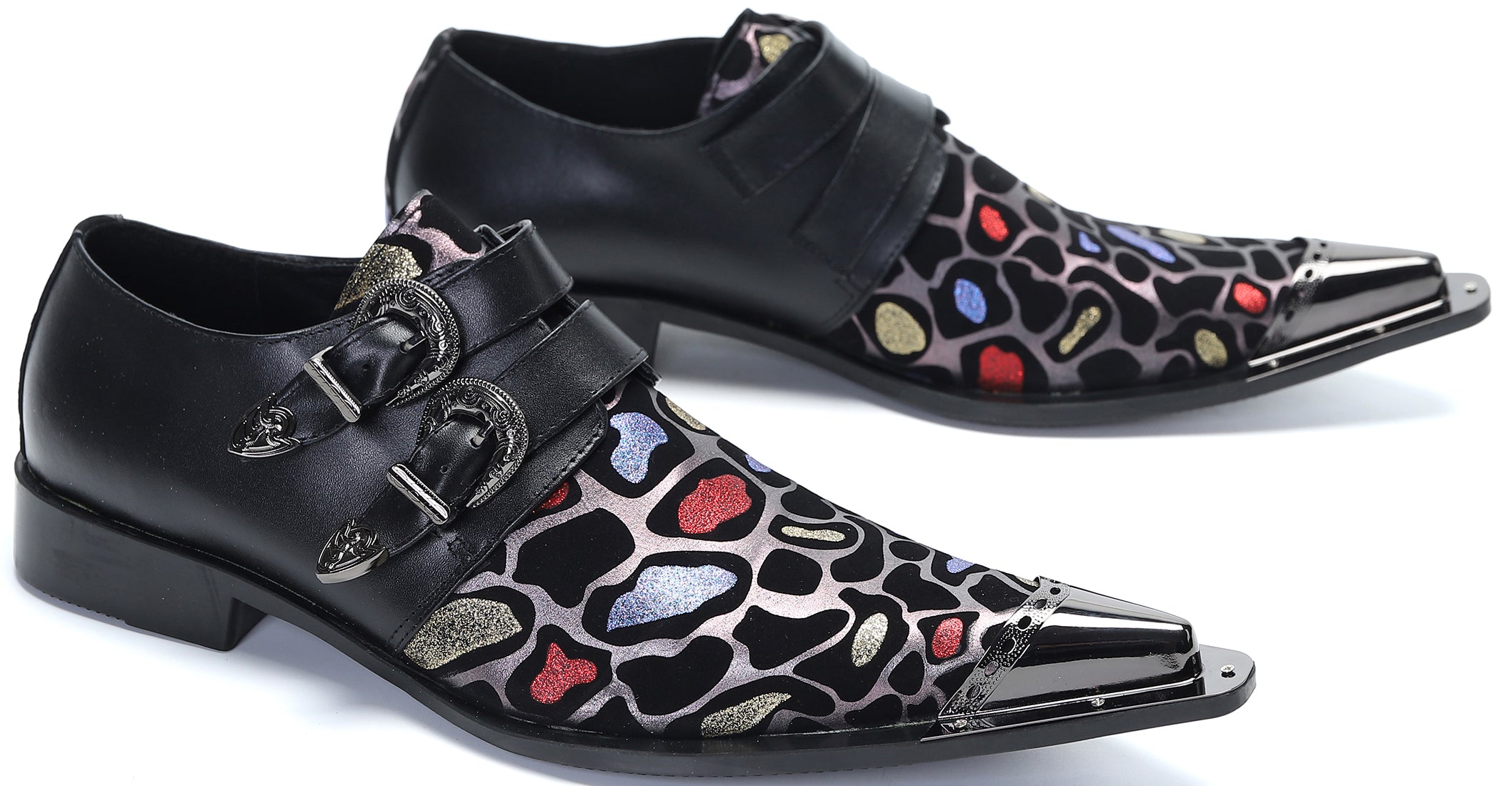 Mocasines con botones occidentales con punta de metal para hombre 