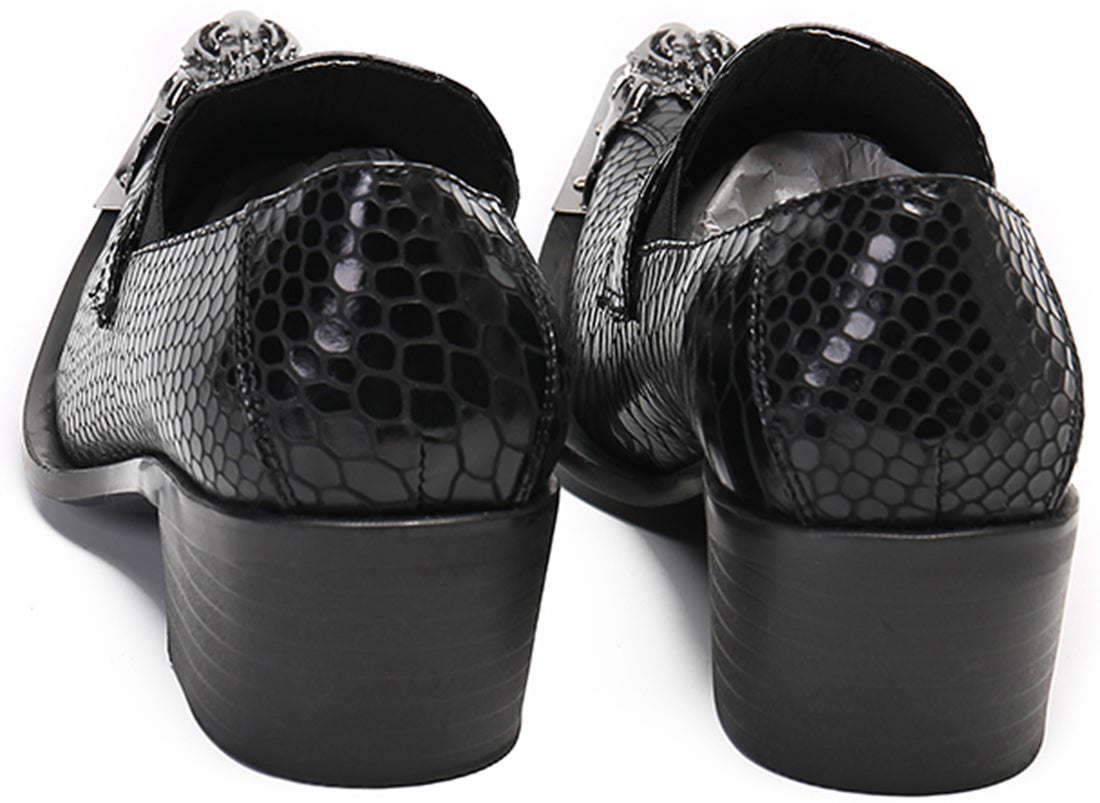 Mocasines estilo western con punta de metal para hombre 