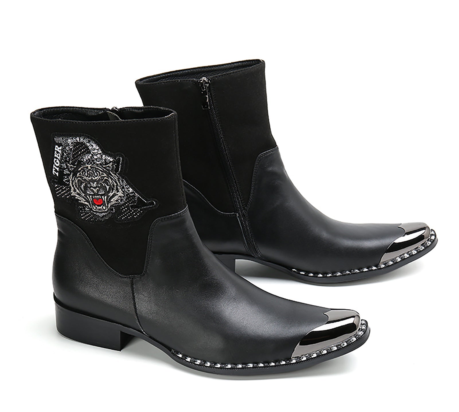 Botas vaqueras altas para hombre con punta de metal 
