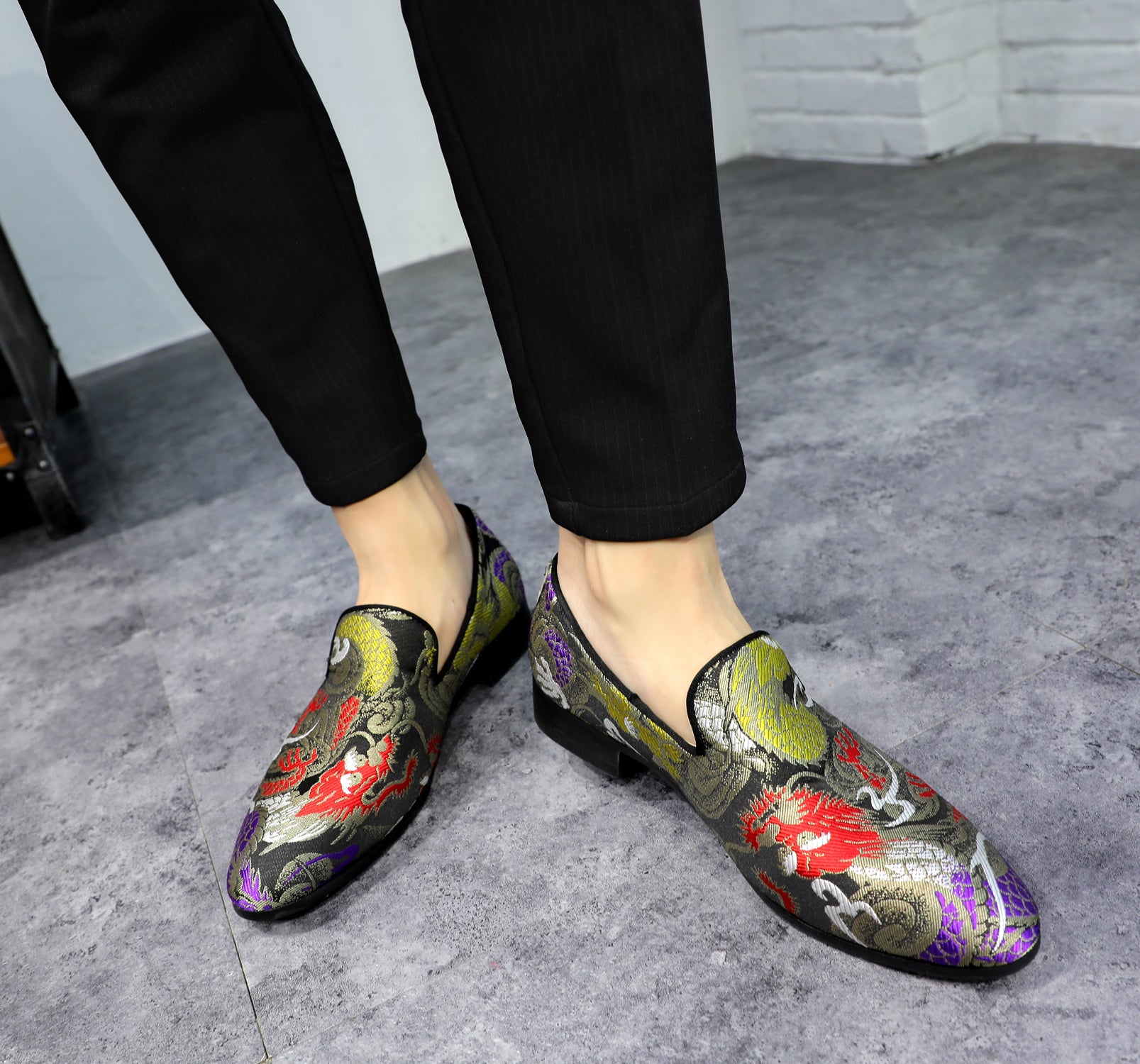 Men's Casual Embroidery Smoking Loafers