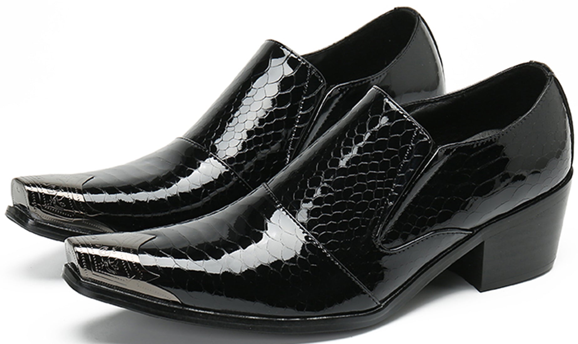 Men's Metal Tip Rivet Cuban Heel Opera Pumps