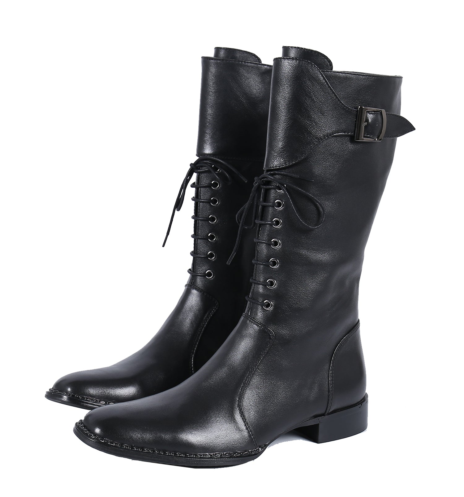 Botas occidentales de cuero con cordones y caña alta hasta la rodilla para hombre