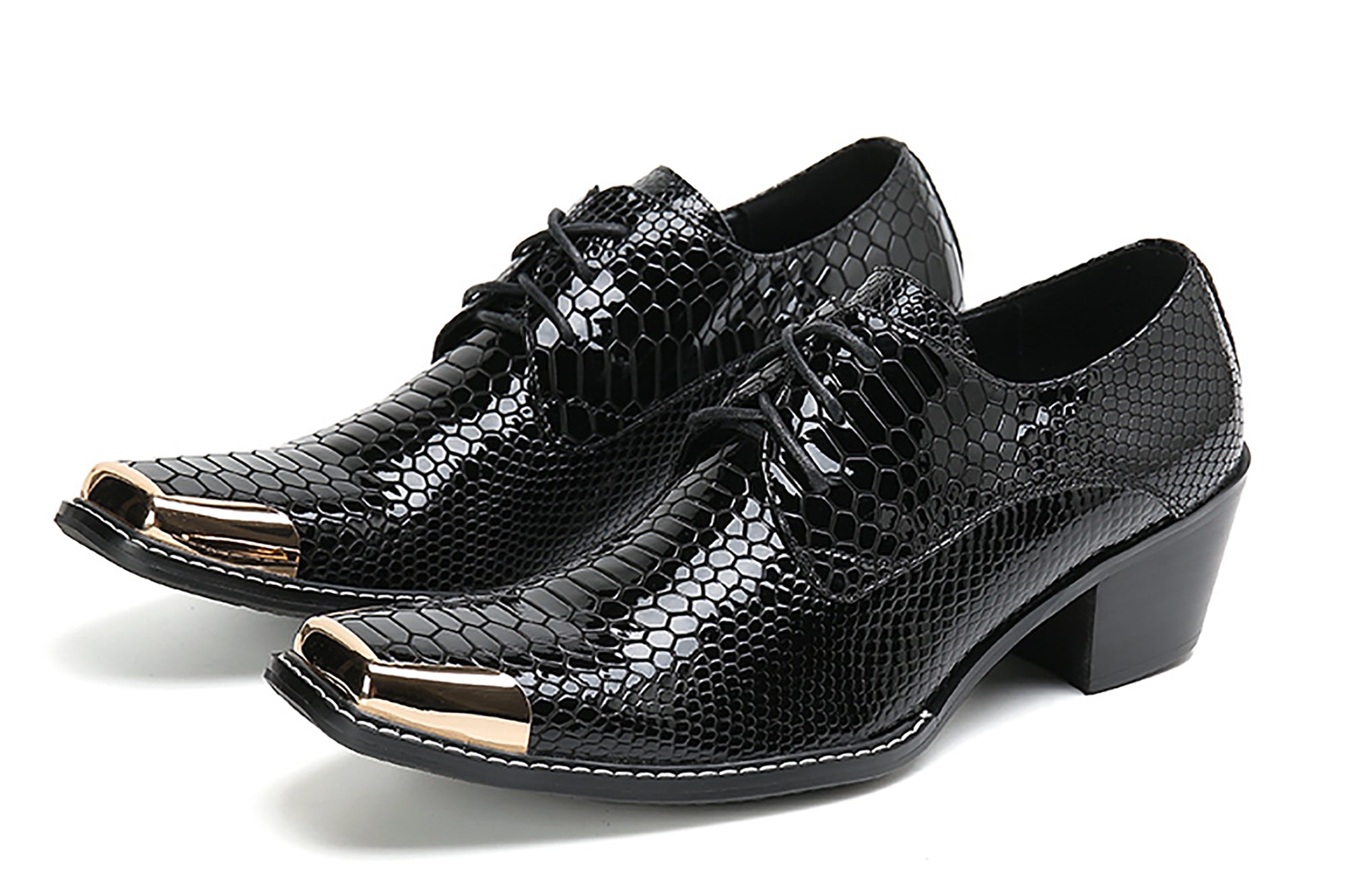 Men's Square Metal Tip Western Lace Up Shoes