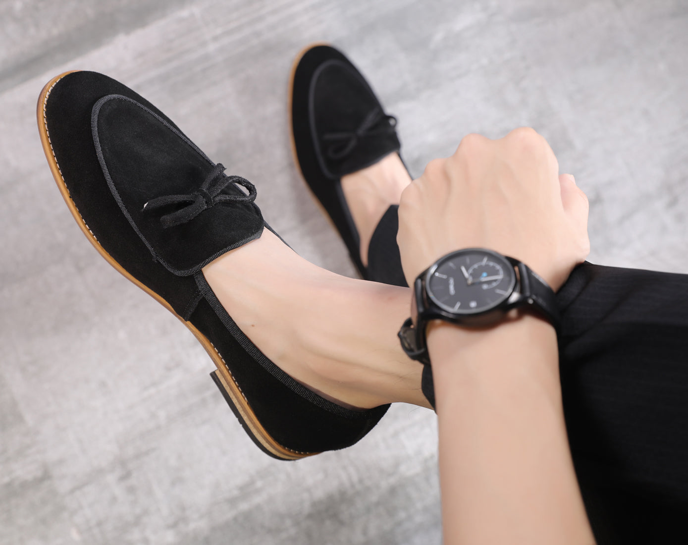 Mocasines informales con lazo para hombre 