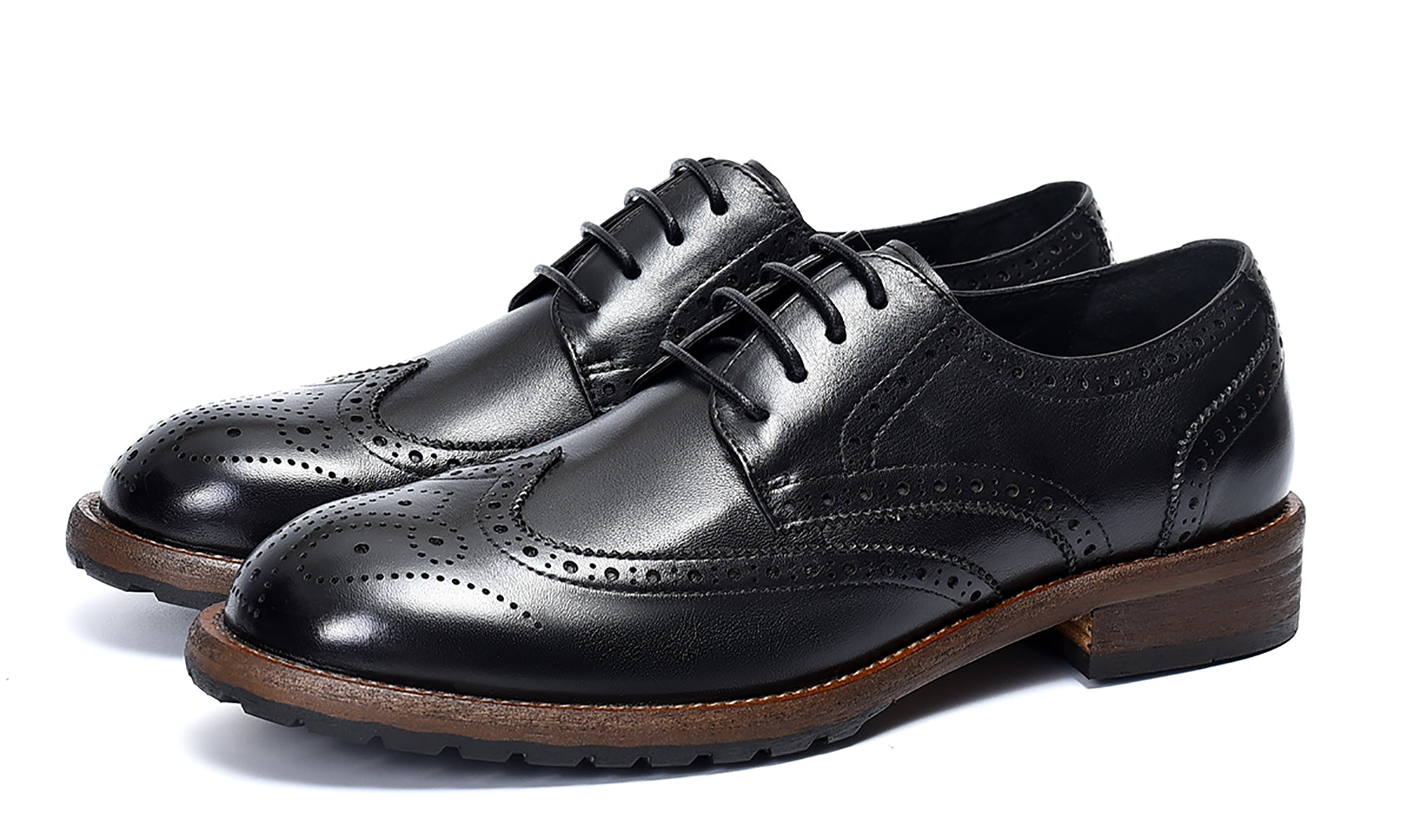 Derby de cuero brogues retro para hombre