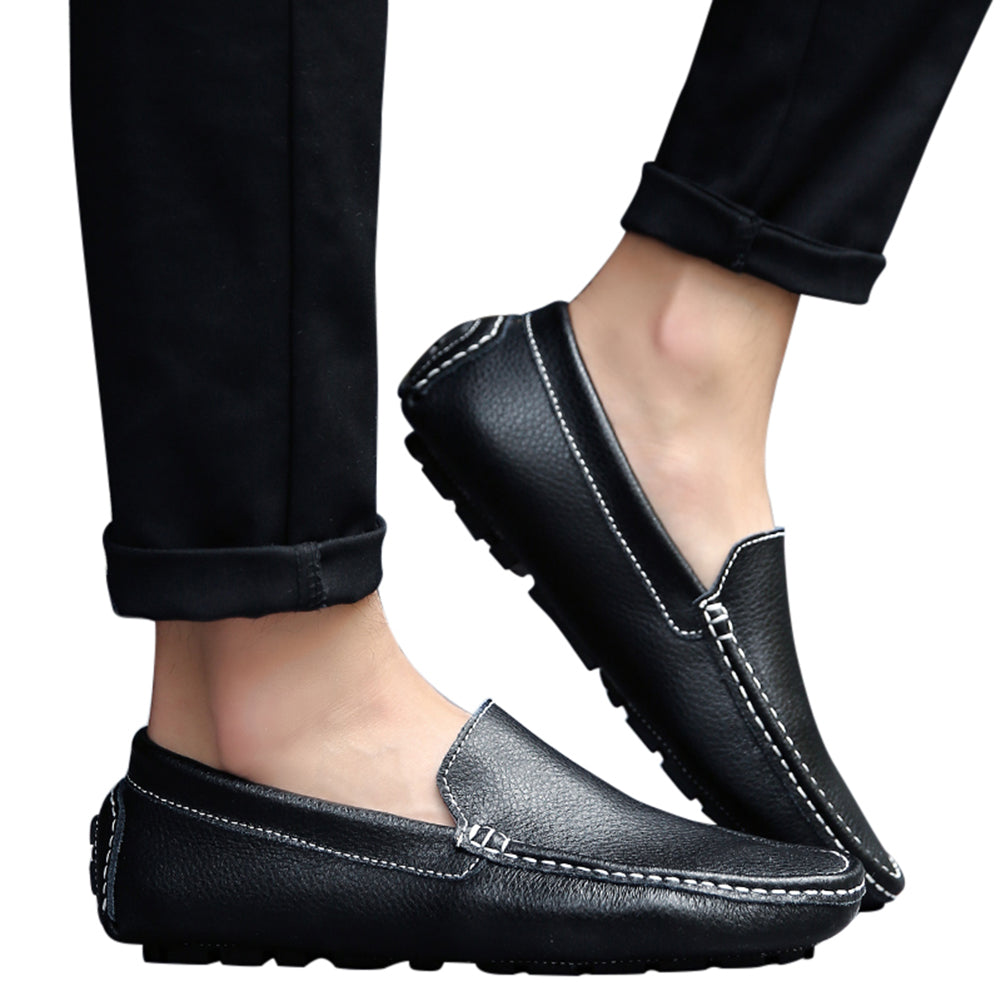 Mocasines de conducción lisos cosidos para hombre