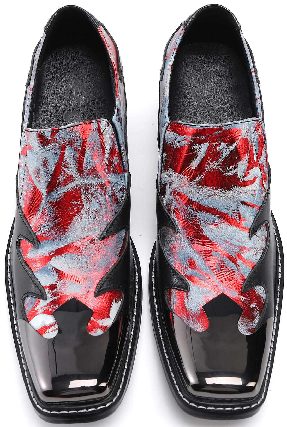 Mocasines estilo western con punta metálica cuadrada para hombre 