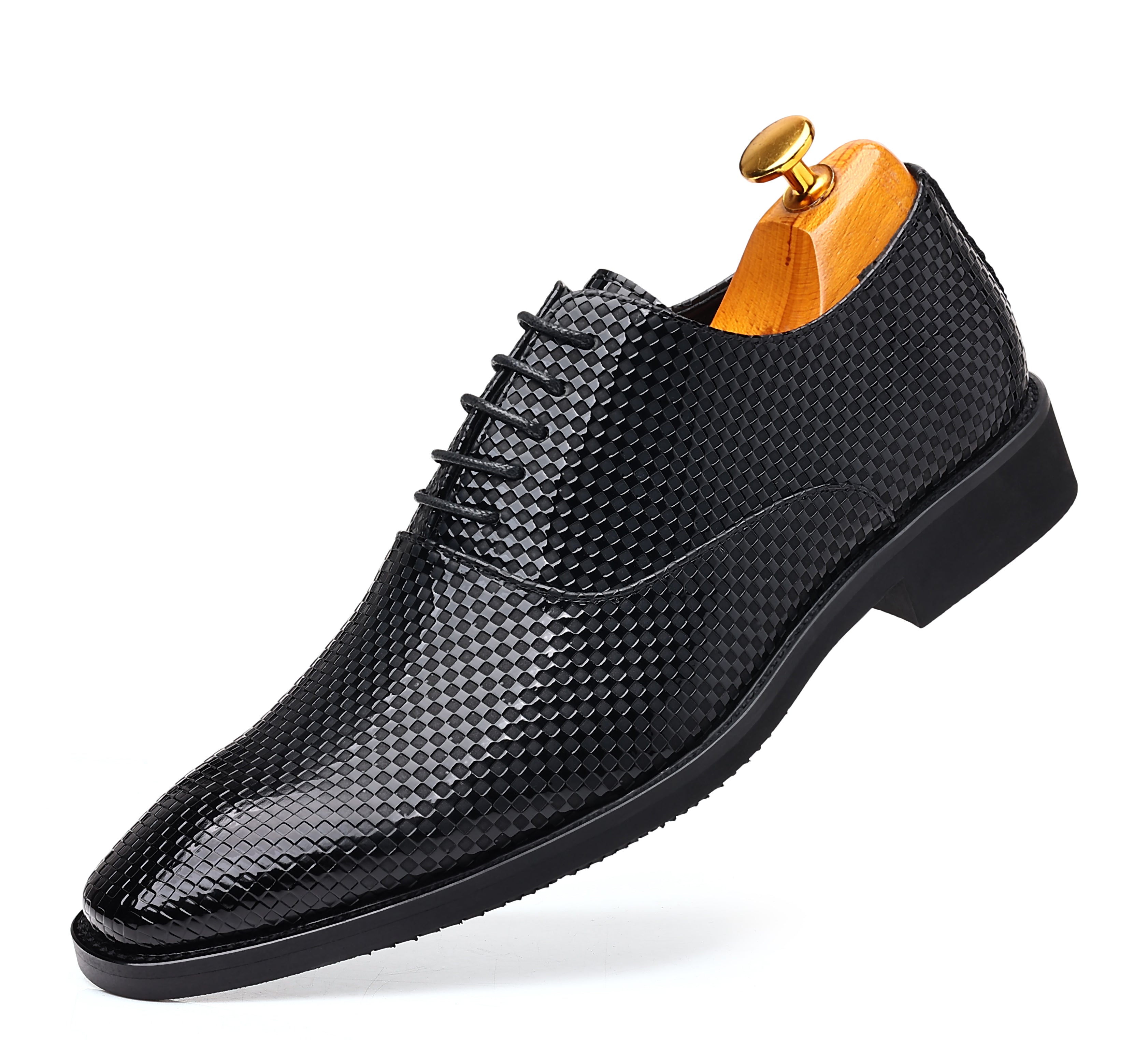 Zapatos Oxford lisos a cuadros para hombre