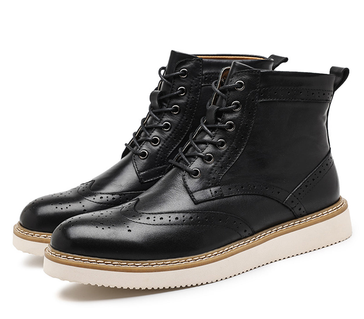 Botas de vestir con punta de ala para hombre con suela de espuma