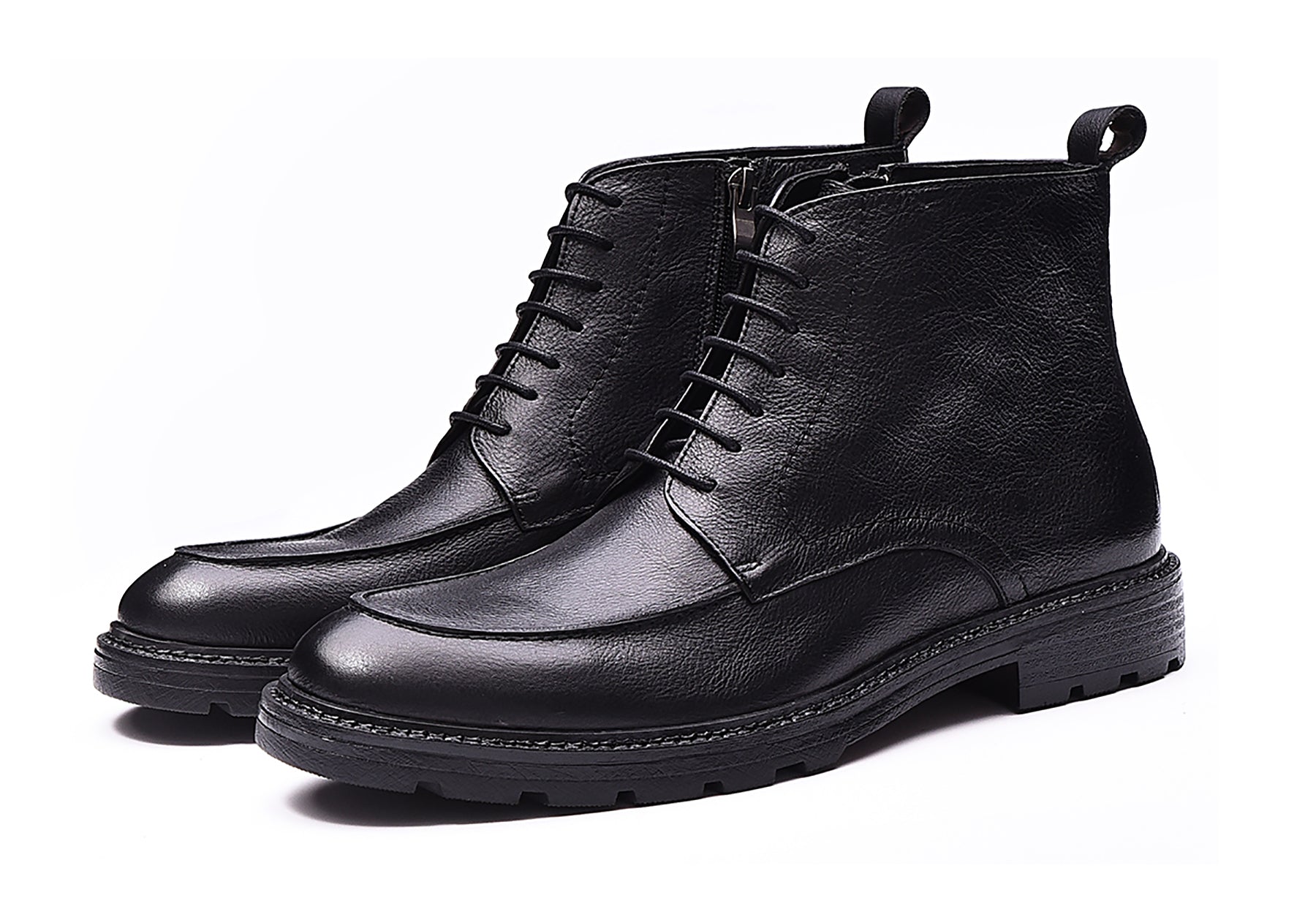 Botas de vestir retro con cremallera de cuero para hombre 