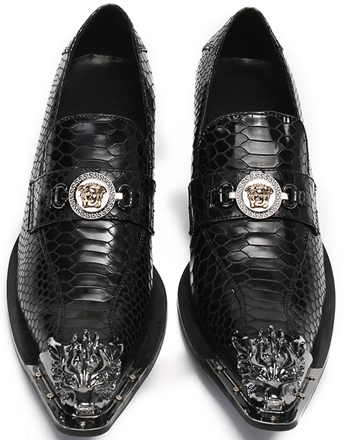 Mocasines estilo western con punta de metal para hombre 