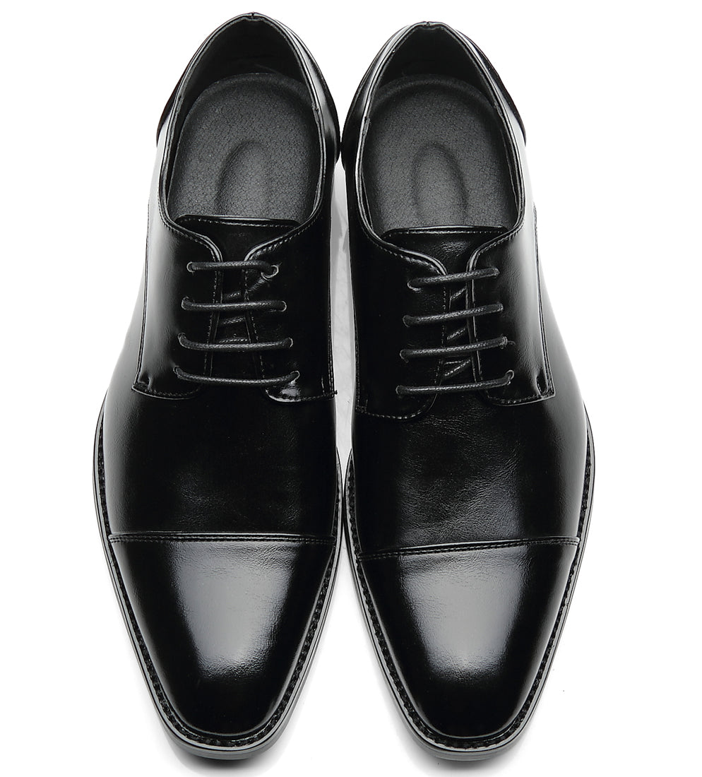 Zapatos Derby clásicos con punta lisa y puntera para hombre