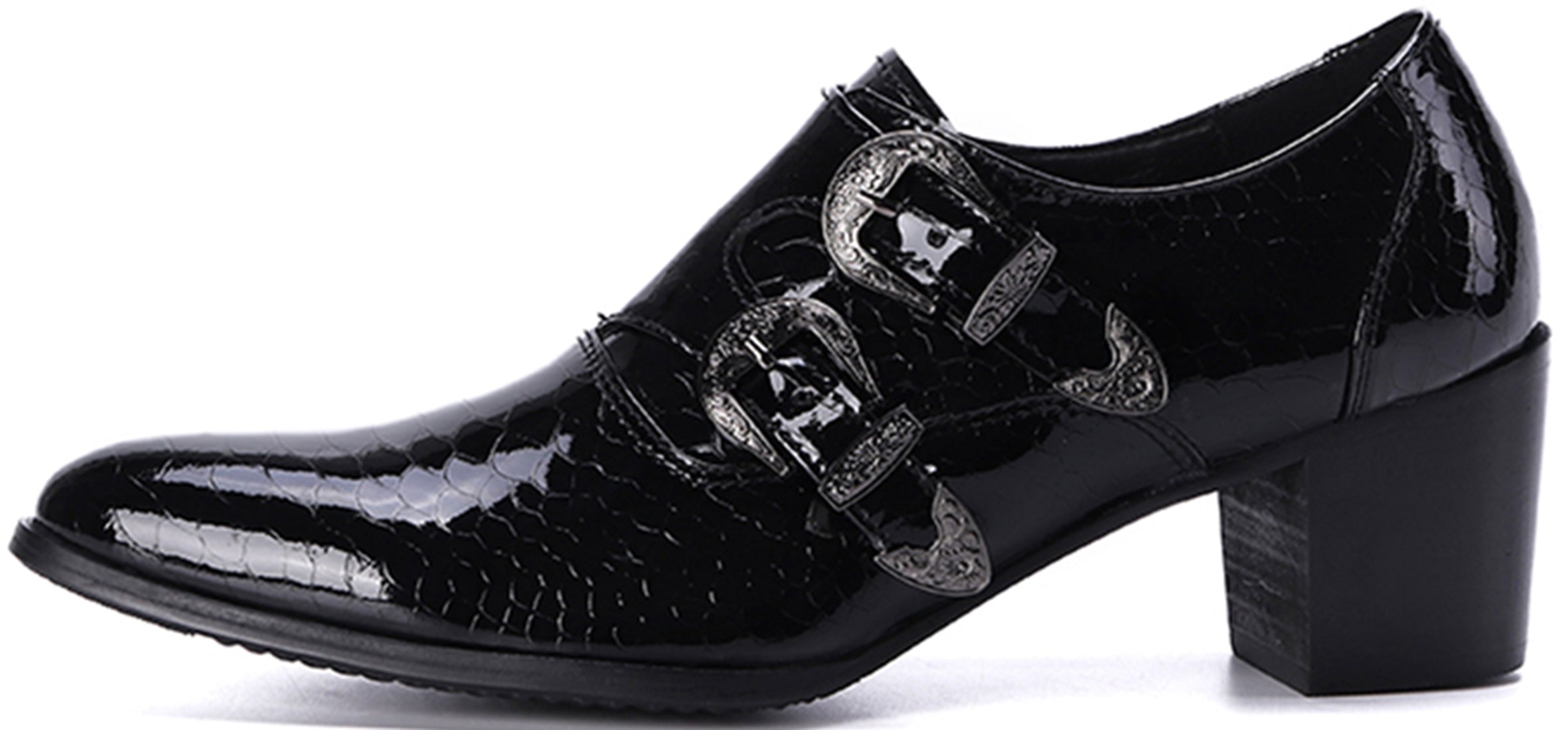 Men's Buckle Black Opera Pumps