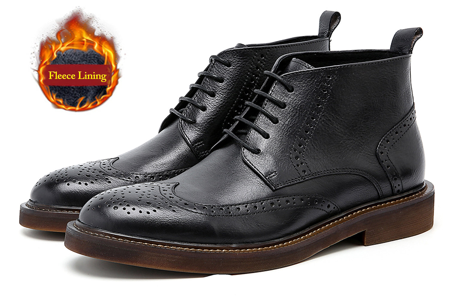 Men's Brogue Fleece Casual Boots Winter Snow