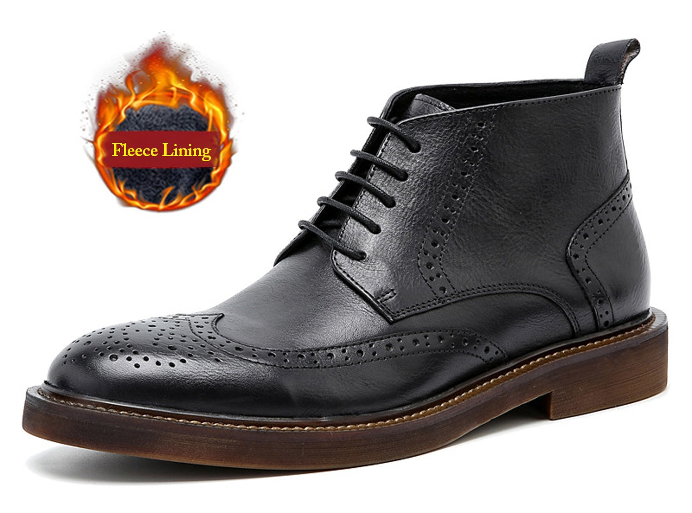 Men's Brogue Fleece Casual Boots Winter Snow