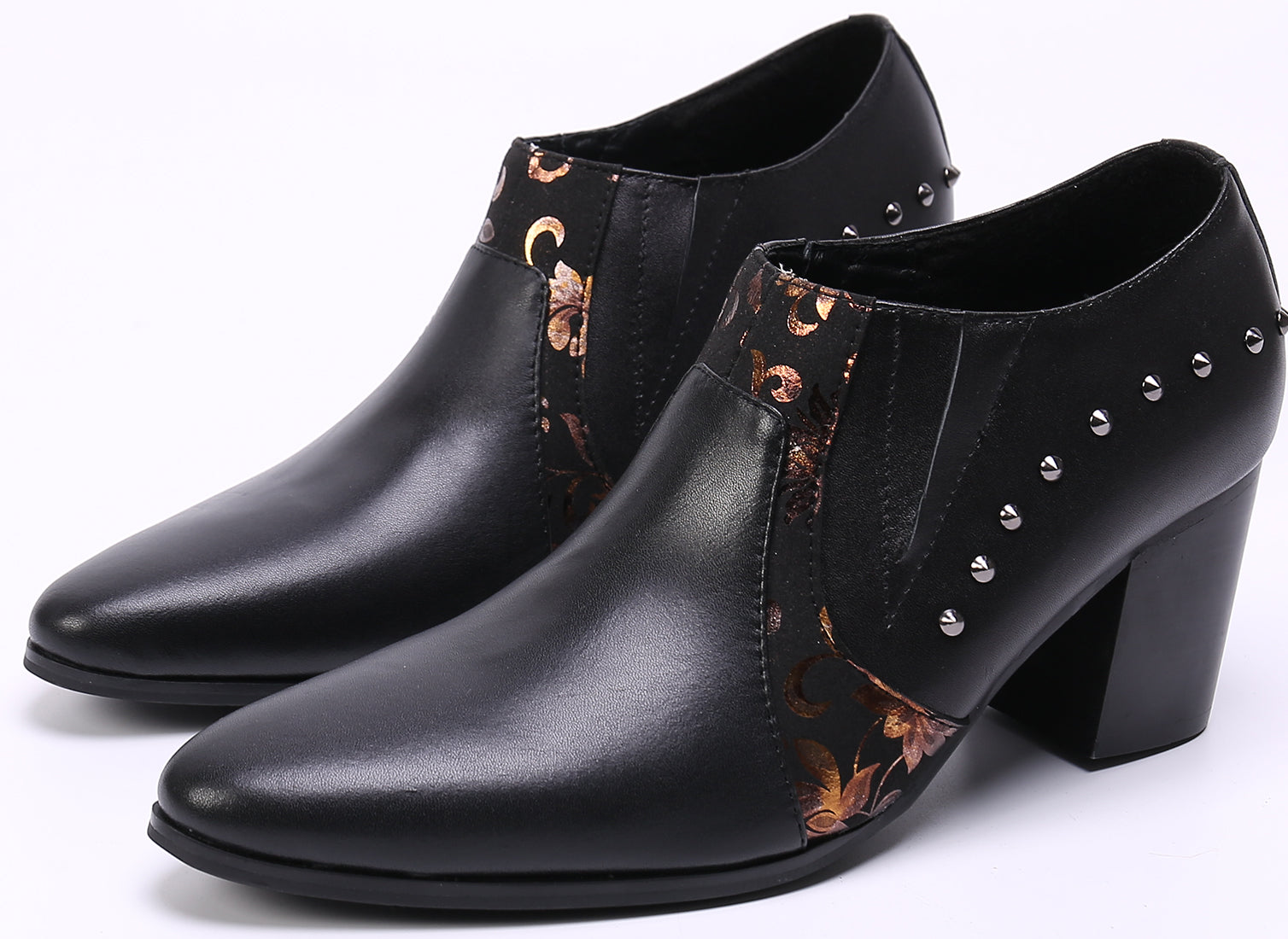 Zapatos de salón de ópera de piel con tacón cubano para hombre