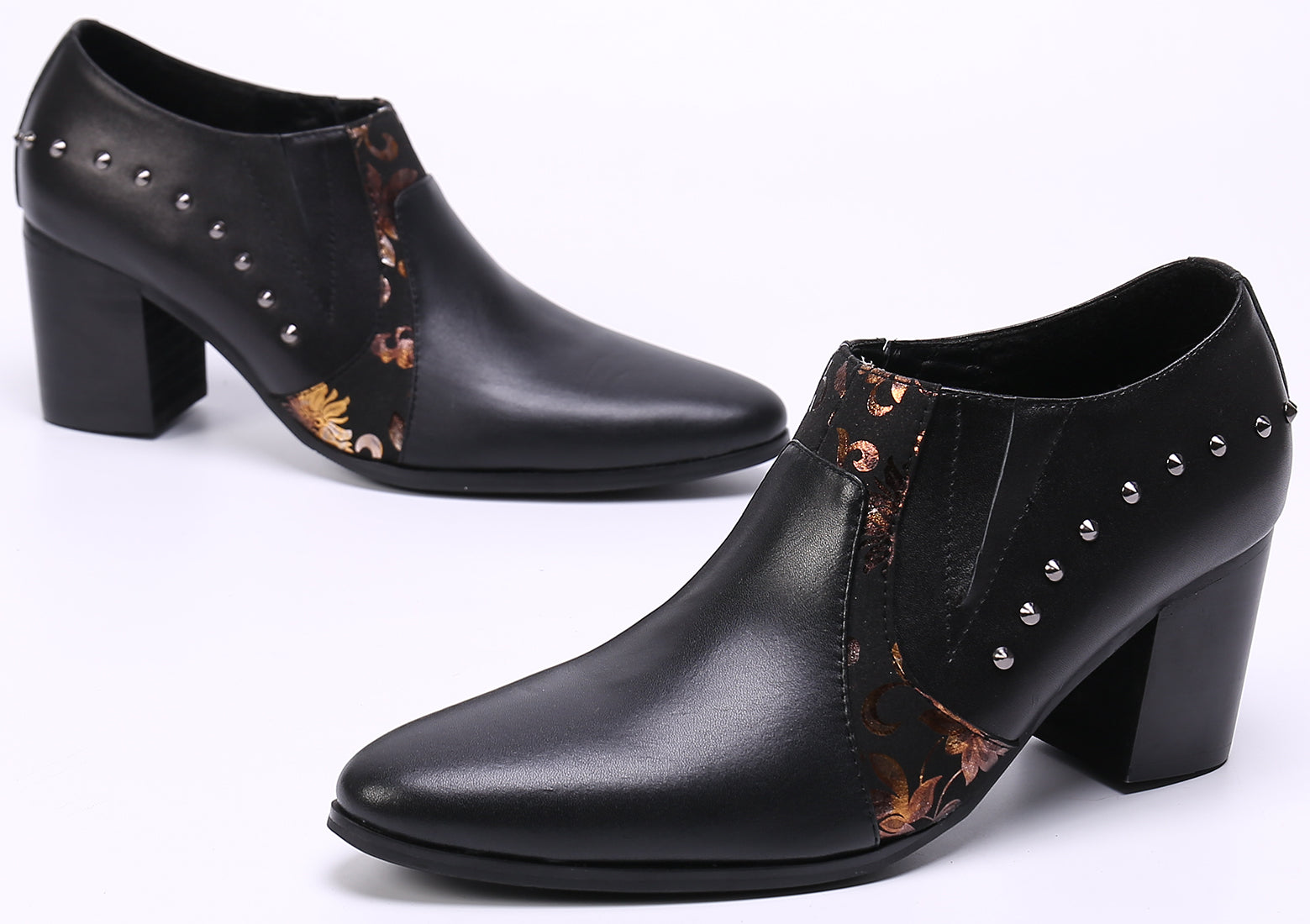 Zapatos de salón de ópera de piel con tacón cubano para hombre