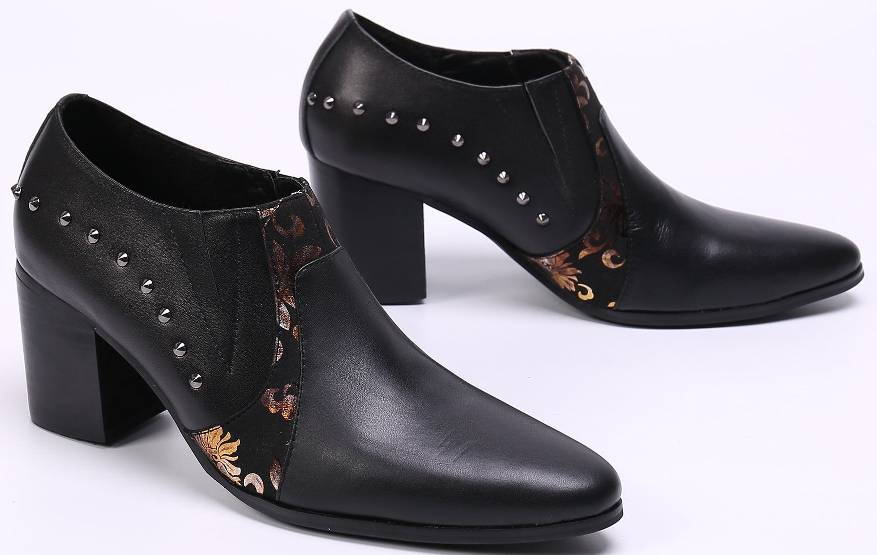 Zapatos de salón de ópera de piel con tacón cubano para hombre