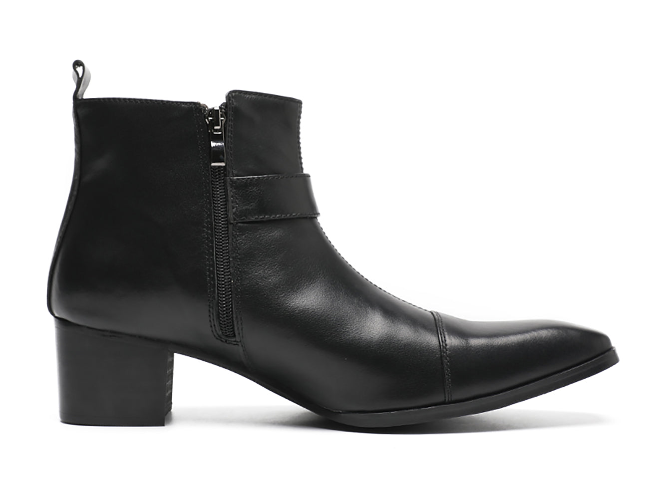 Botas vaqueras con hebilla para hombre Cremallera con punta lisa