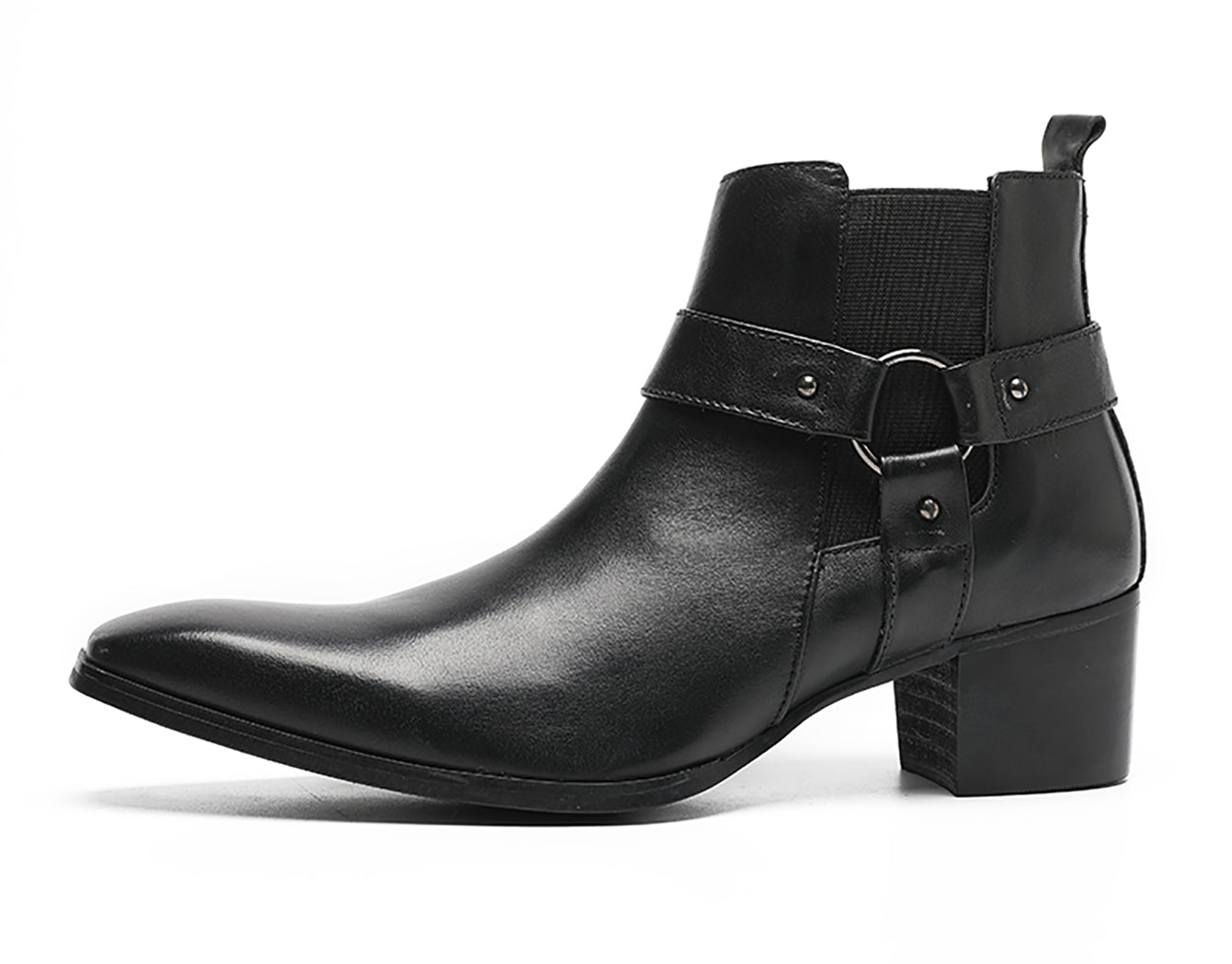 Botas vaqueras con hebilla para hombre Cremallera con punta lisa