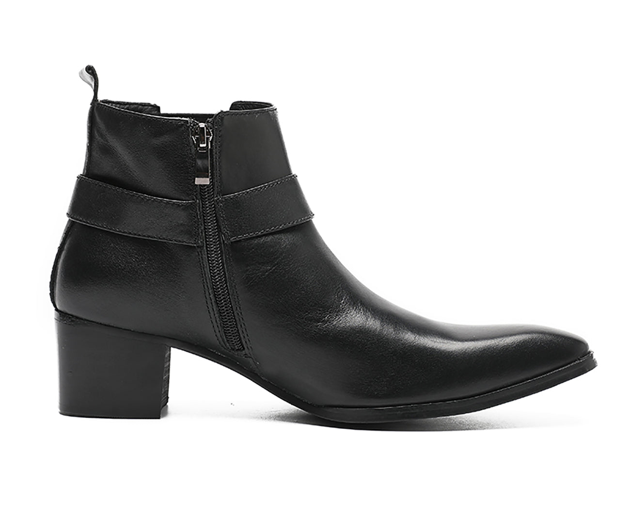 Botas vaqueras con hebilla para hombre Cremallera con punta lisa