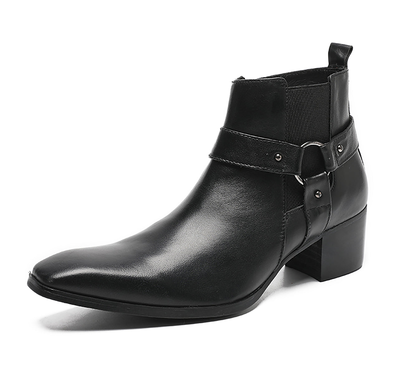 Botas vaqueras con hebilla para hombre Cremallera con punta lisa