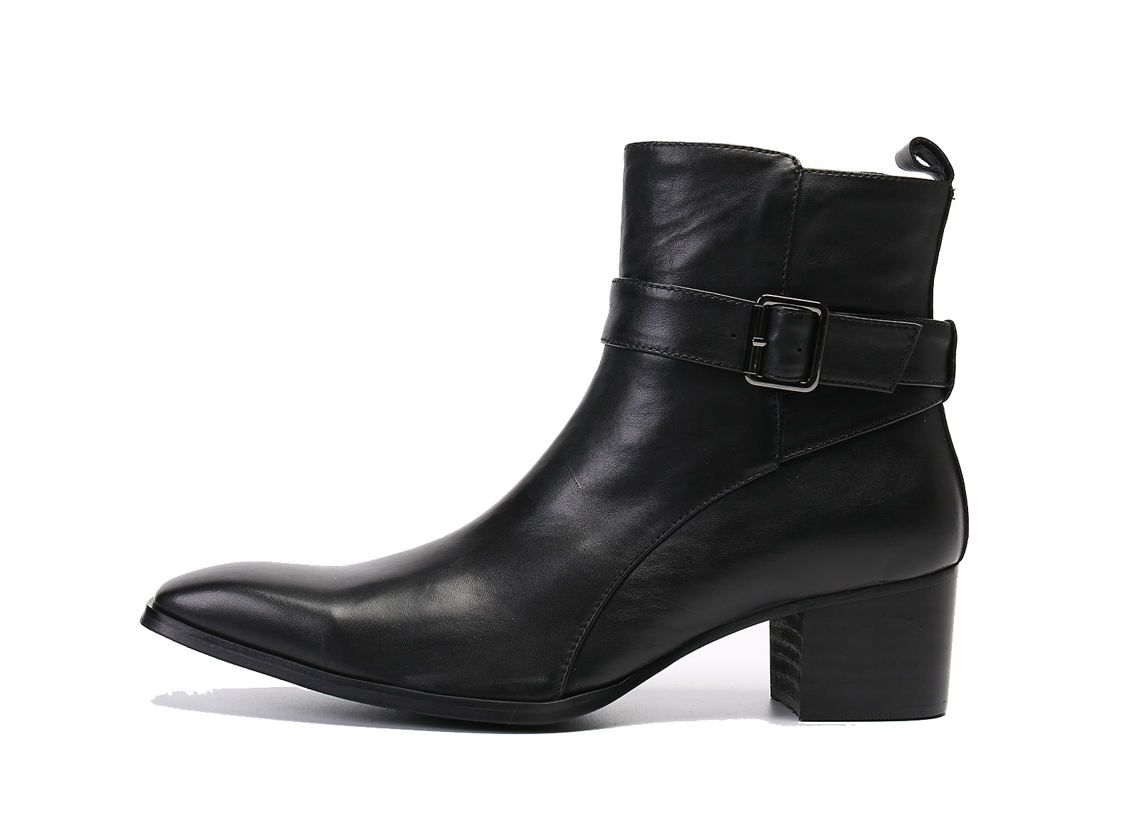 Botas vaqueras con hebilla para hombre Cremallera con punta lisa