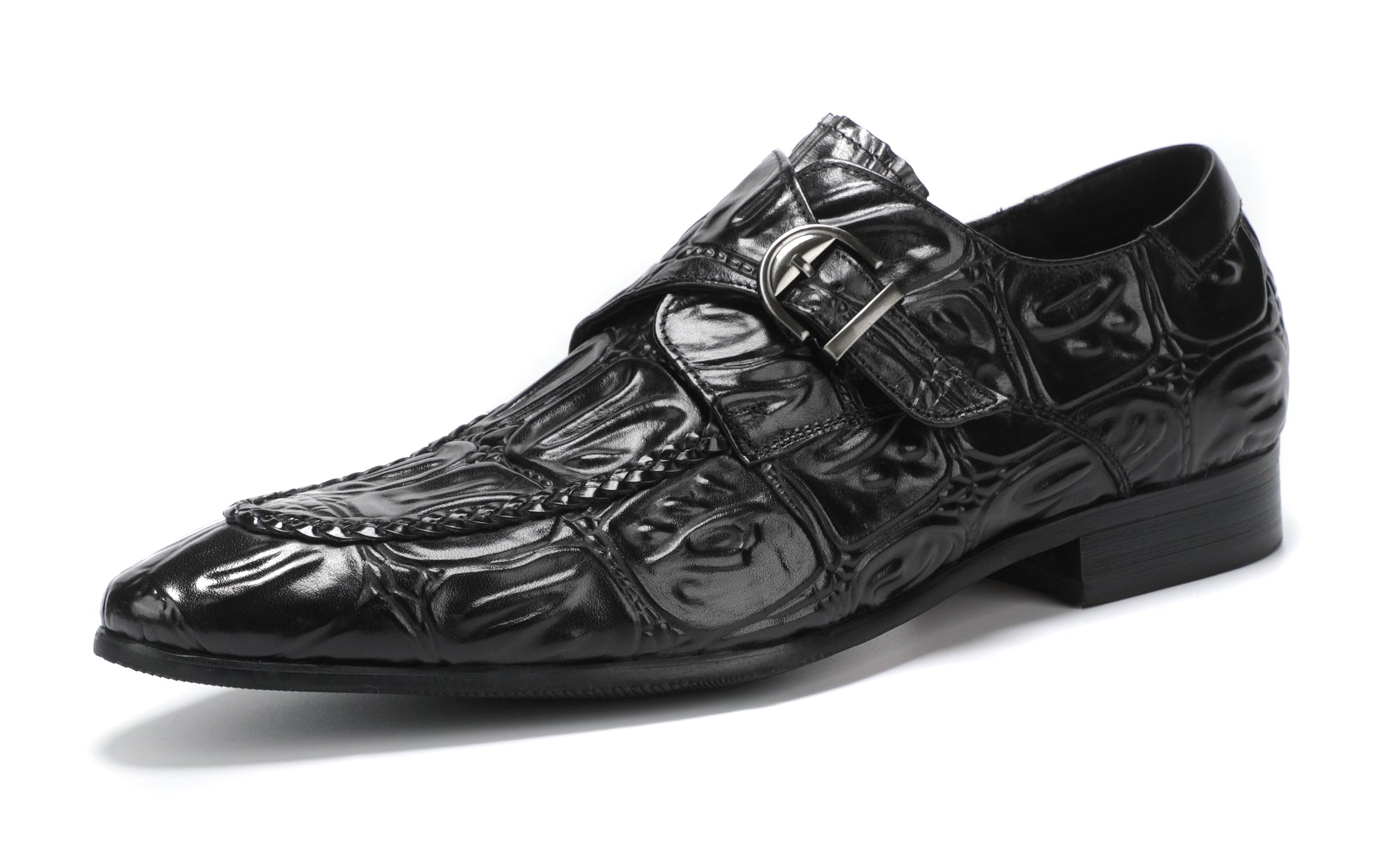 Men's Alligator Buckle Slip On Leather Loafers