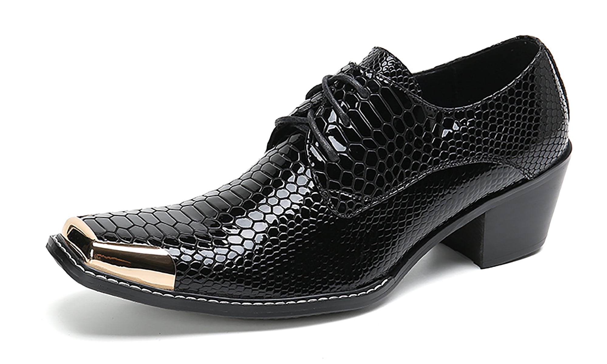 Men's Square Metal Tip Western Lace Up Shoes