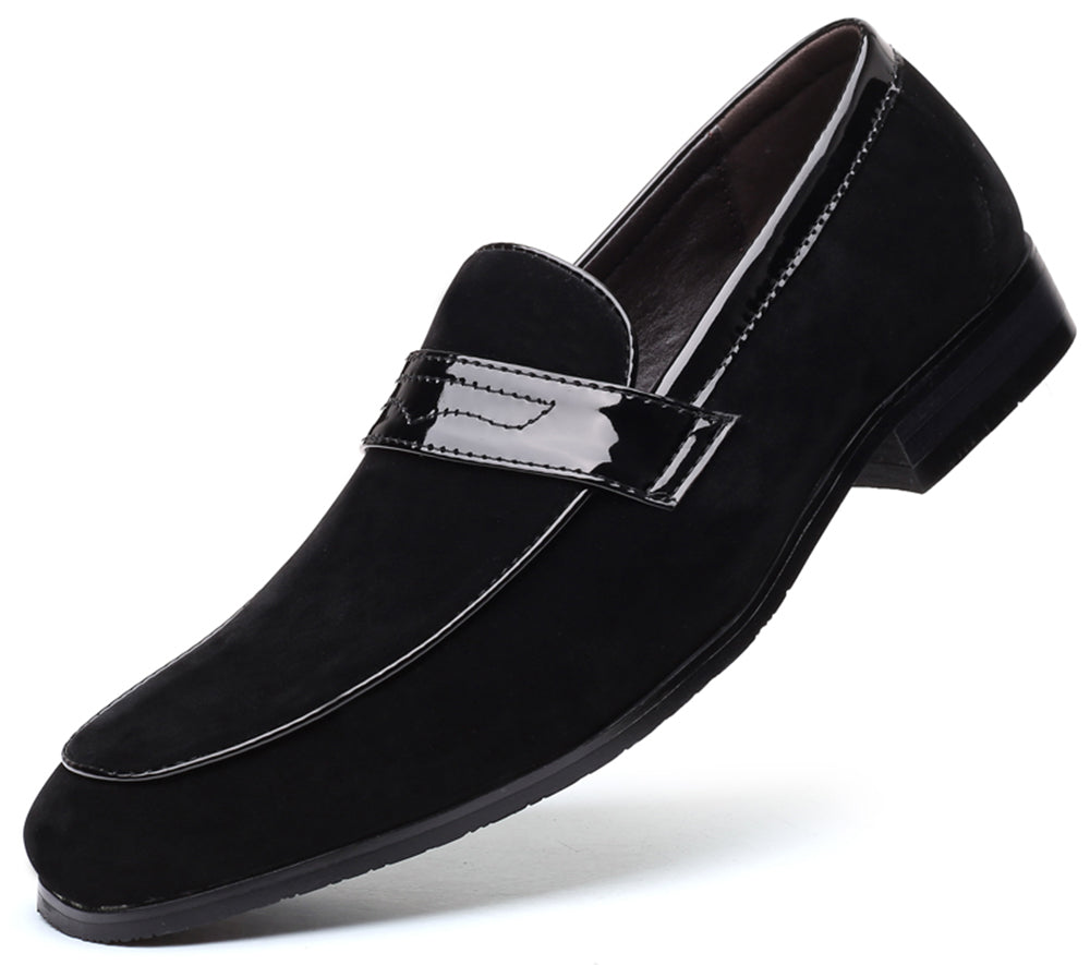 Men's Suede Penny Loafers Square Toe