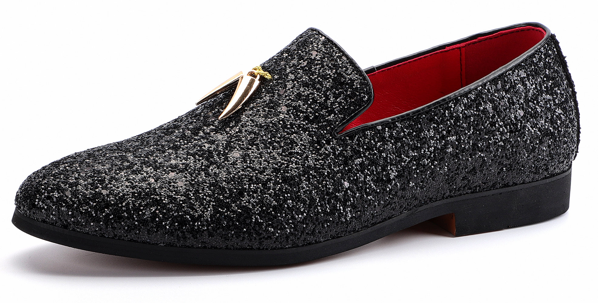 Mocasines Smoking con purpurina de hombre de color metálico 