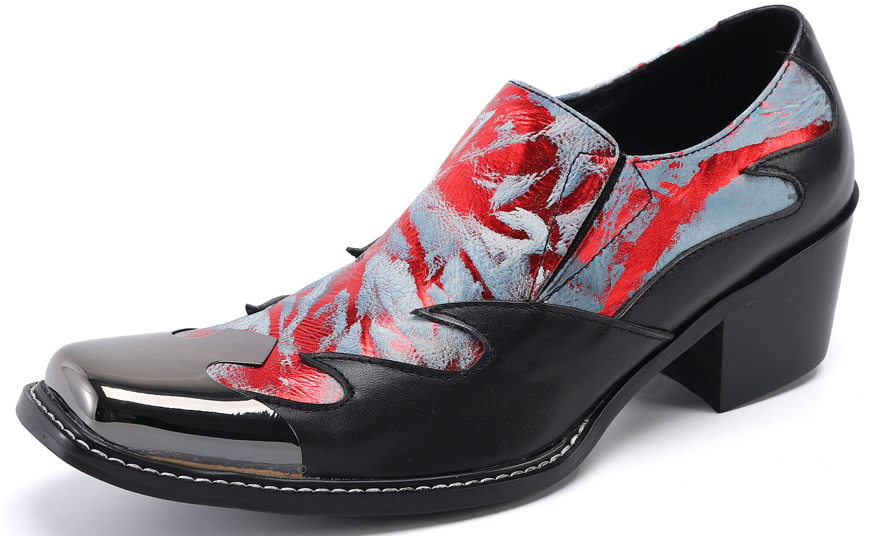 Mocasines estilo western con punta metálica cuadrada para hombre 