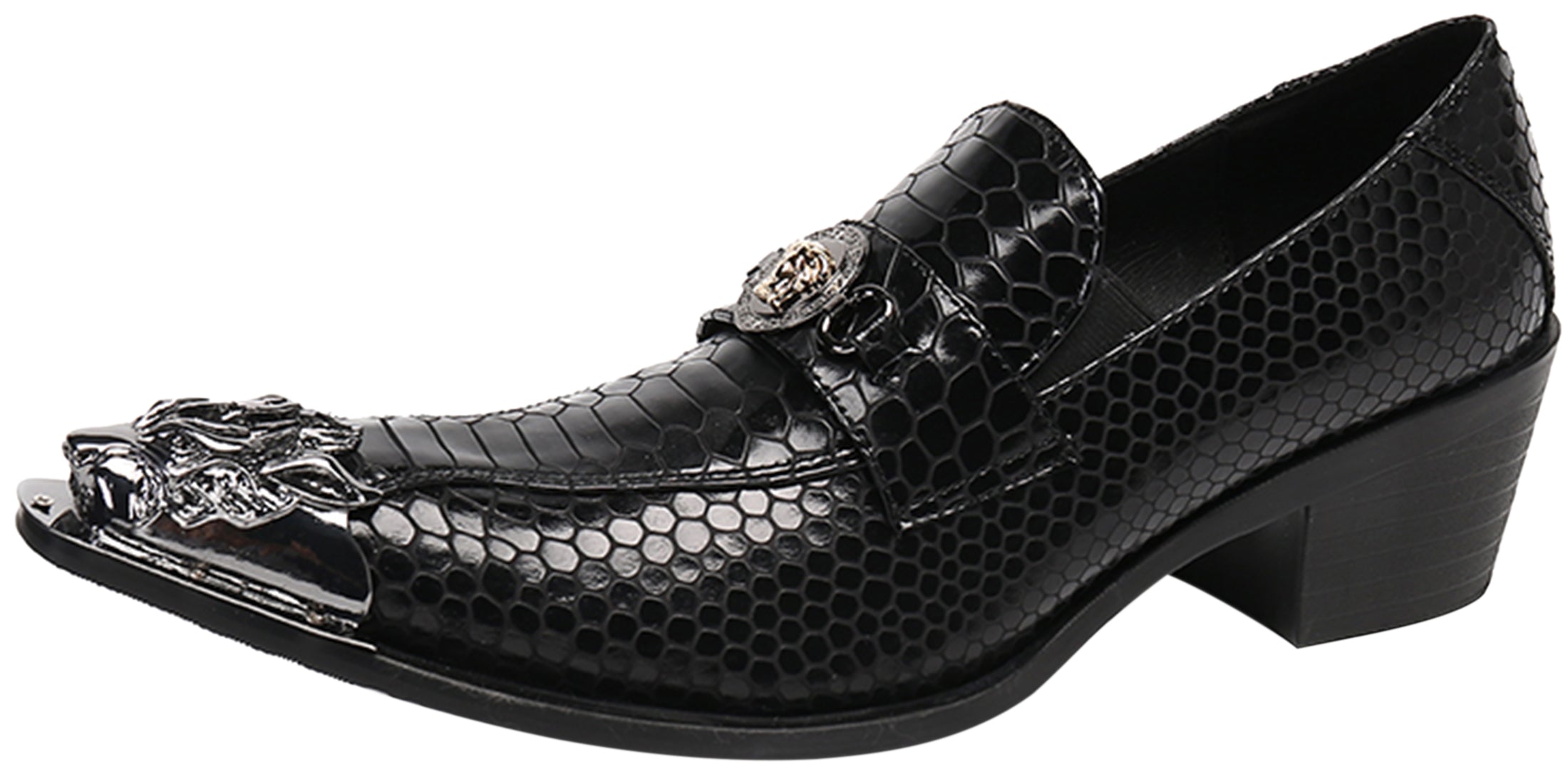 Mocasines estilo western con punta de metal para hombre 