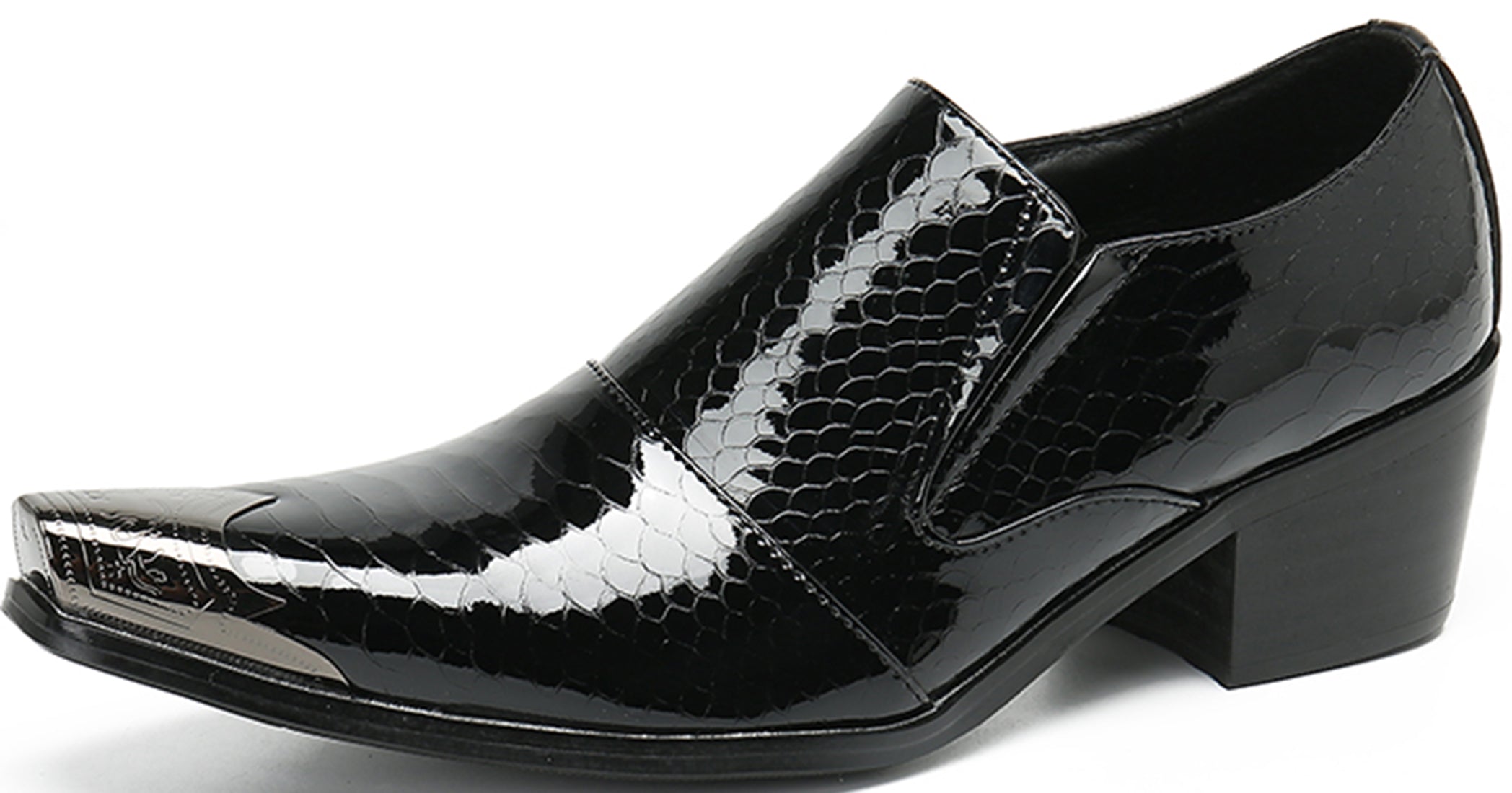 Men's Metal Tip Rivet Cuban Heel Opera Pumps