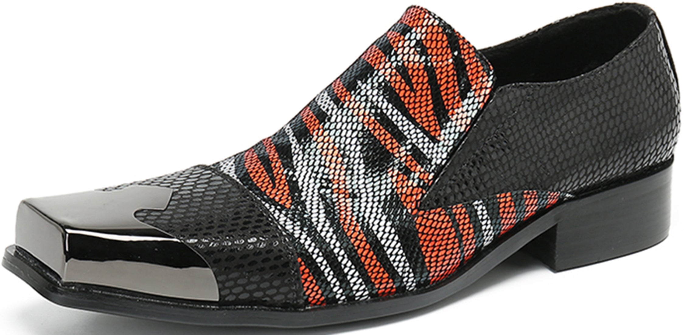 Men's Square-Toe Metal Western Loafers Tuxedo