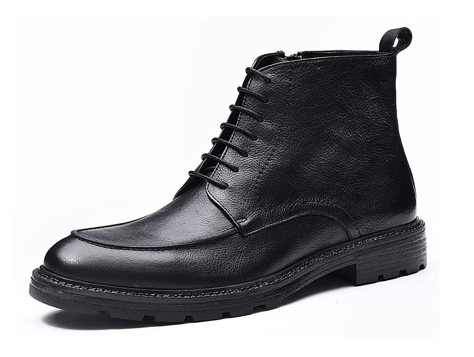 Botas de vestir retro con cremallera de cuero para hombre 